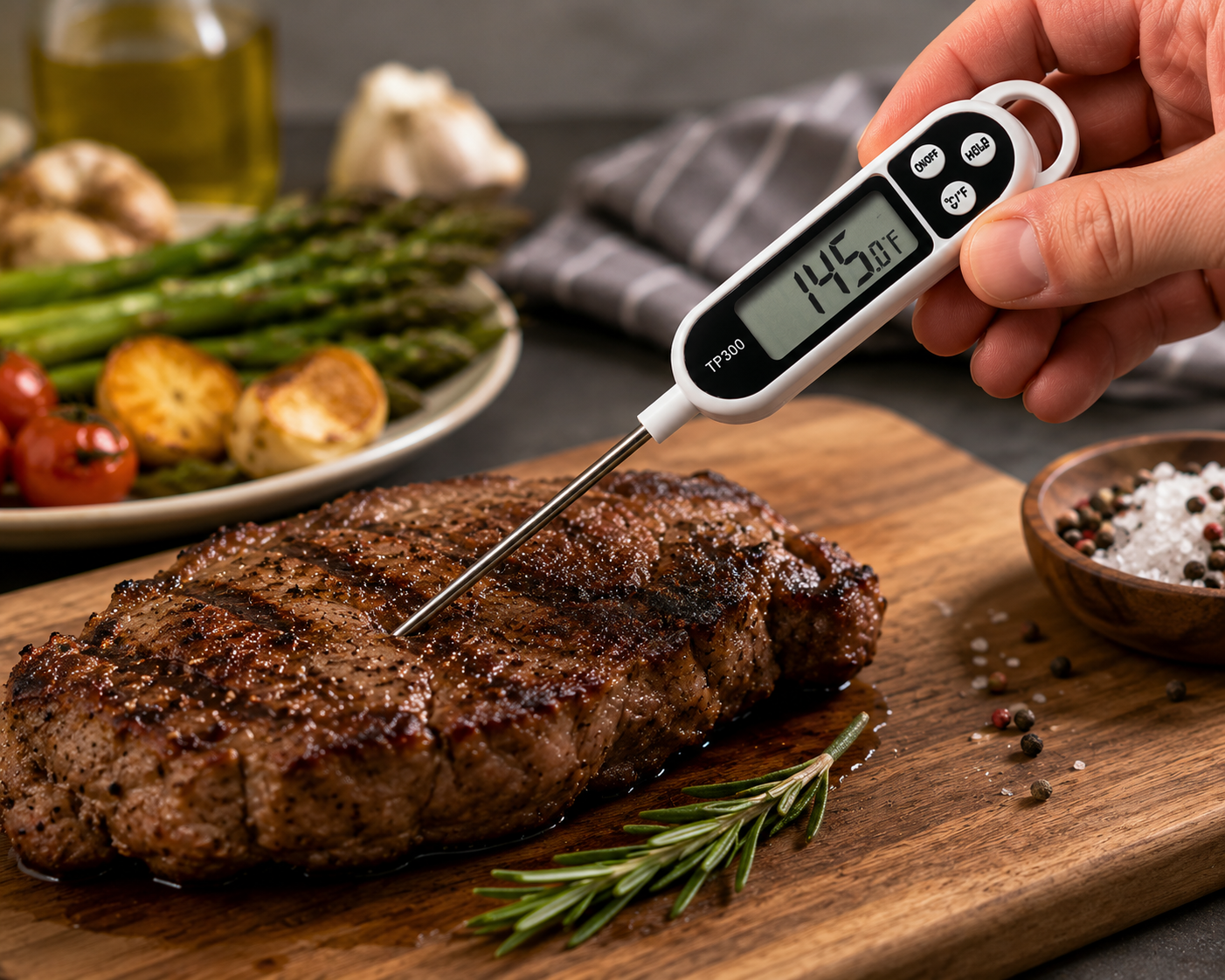 Instant Read Digital Meat Thermometer – Waterproof Food Thermometer for Grilling, BBQ, Cooking & Baking