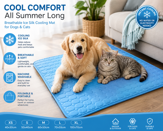 Cooling Pet Mat for Dogs & Cats | Breathable Washable Summer Ice Silk Sleeping Pad