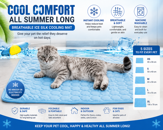Cooling Pet Mat for Dogs & Cats | Breathable Washable Summer Ice Silk Sleeping Pad