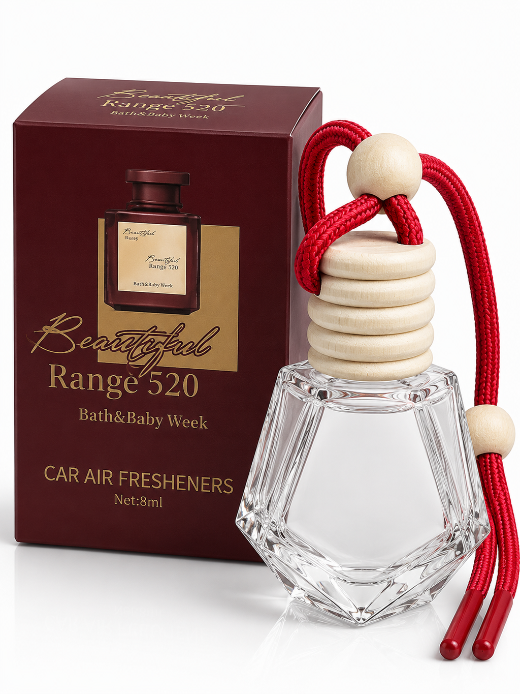 Luxury Hanging Glass Car Air Freshener-Long-Lasting Diffuser/4 Signature Fragrance Styles
