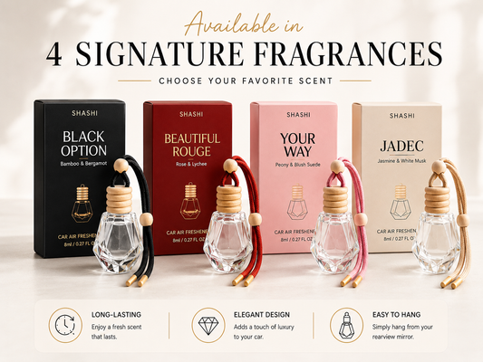 Luxury Hanging Glass Car Air Freshener-Long-Lasting Diffuser/4 Signature Fragrance Styles