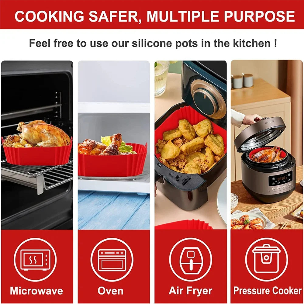 Reusable Silicone Air Fryer Liner Basket – Non-Stick, Dishwasher Safe