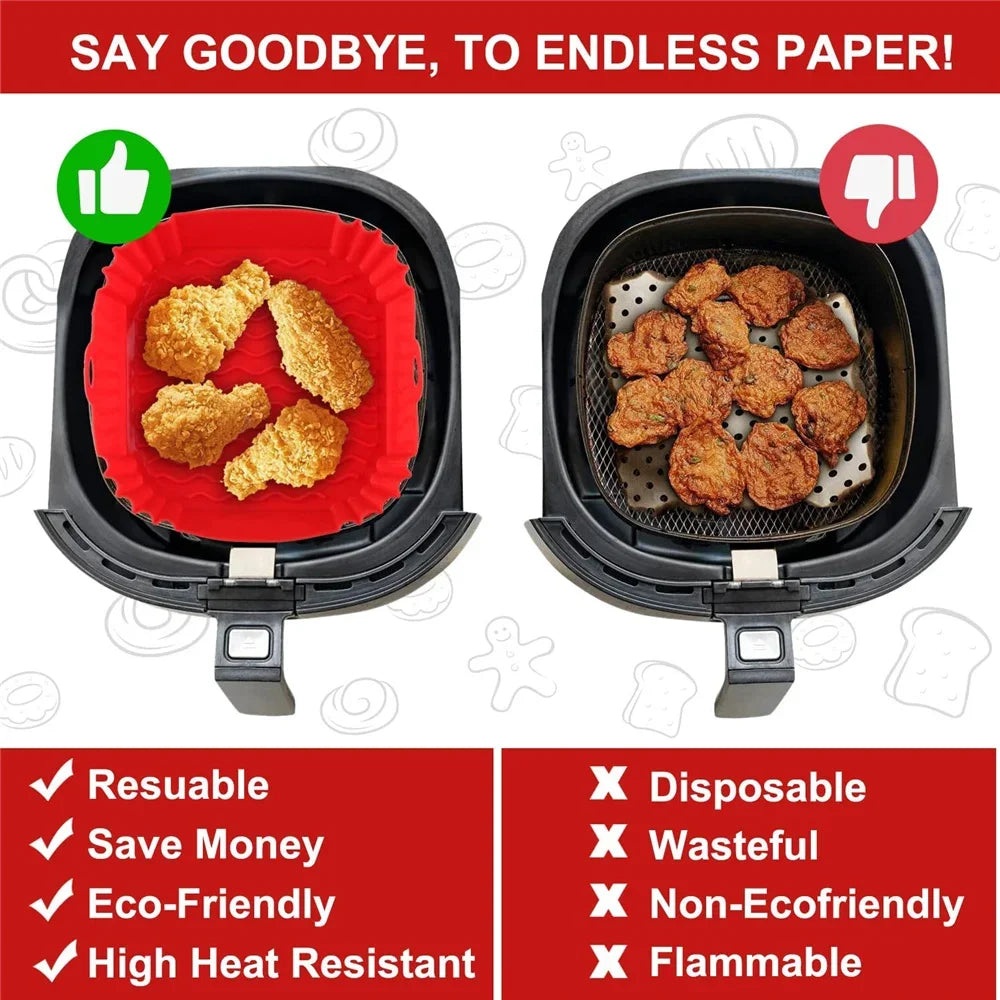 Reusable Silicone Air Fryer Liner Basket – Non-Stick, Dishwasher Safe