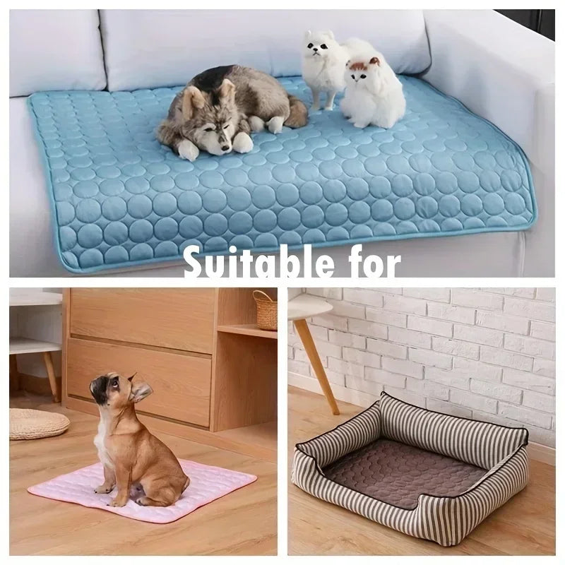 Cooling Pet Mat for Dogs & Cats | Breathable Washable Summer Ice Silk Sleeping Pad
