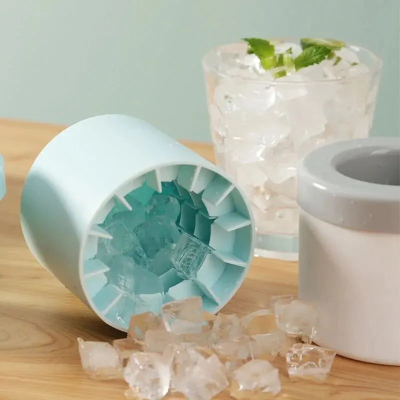 Easy Release Silicone Ice Cube Maker with Storage Bucket & Lid
