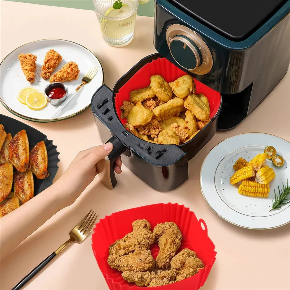 Reusable Silicone Air Fryer Liner Basket – Non-Stick, Dishwasher Safe