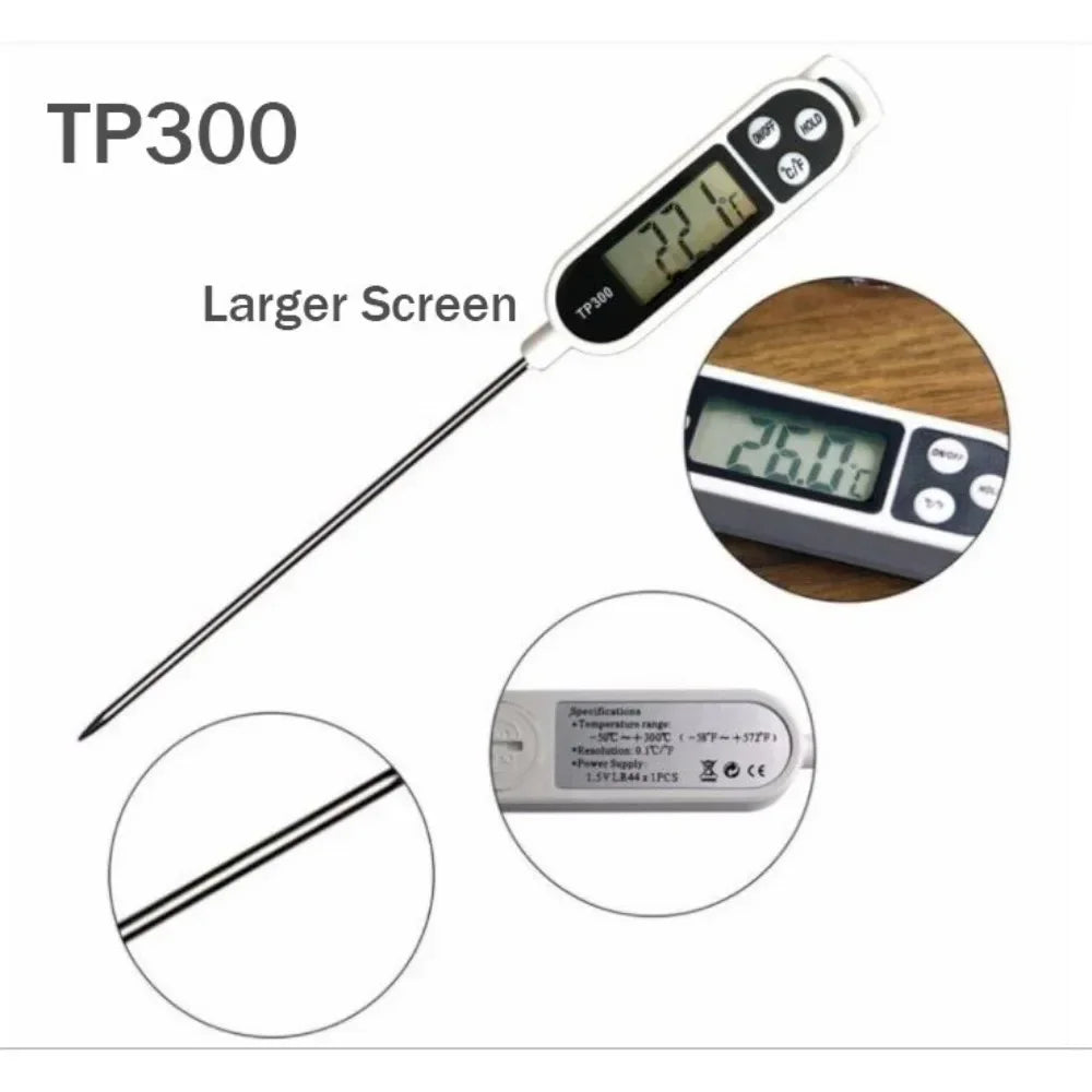 Instant Read Digital Meat Thermometer – Waterproof Food Thermometer for Grilling, BBQ, Cooking & Baking