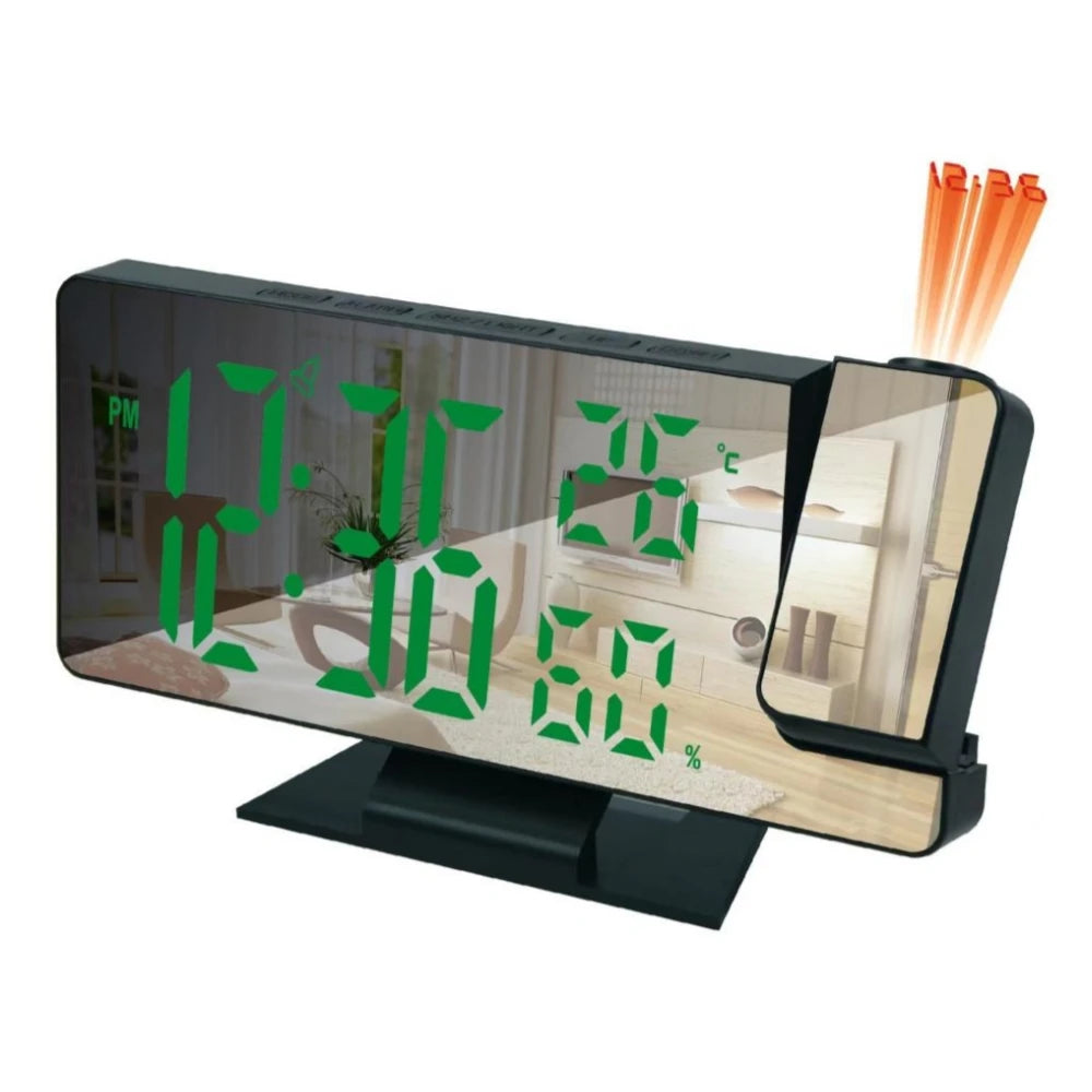 LED Projection Alarm Clock with 180° Rotating Display & Temperature Monitor